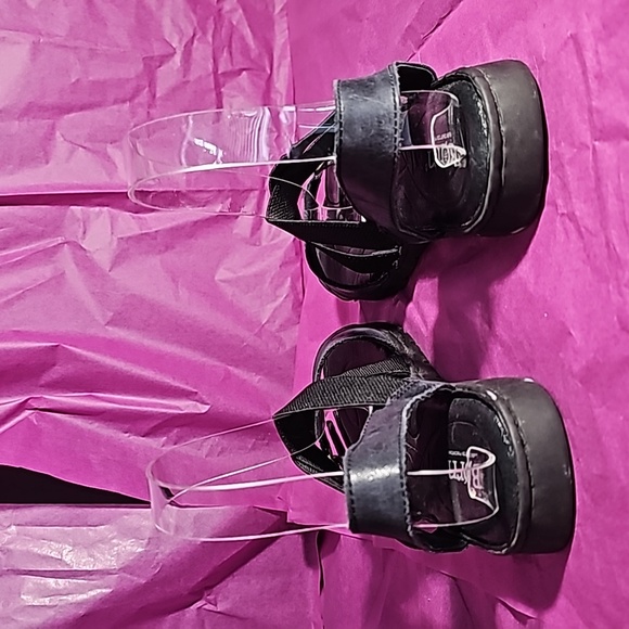 BORN Black Leather & Elastic Ankle Strap + Adj. Velcro toe strap Size 7M VGUC - Picture 6 of 12